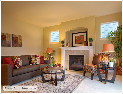 Home staging of living room by Room Solutions Staging in Portland, OR