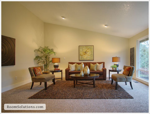 Home staging of living room by Room Solutions Staging in Portland, OR