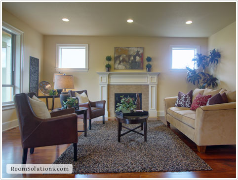 Home staging of living room by Room Solutions Staging in Portland, OR