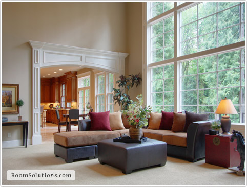 Home staging of living room by Room Solutions Staging in Portland, OR